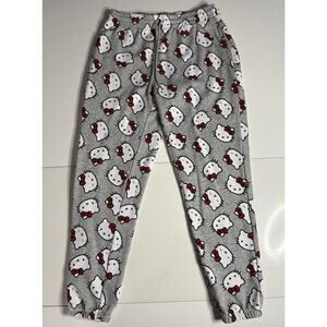 Hello Kitty Womens Sweatpants Joggers Gray Allover Print Sanrio M Hybrid Apparel